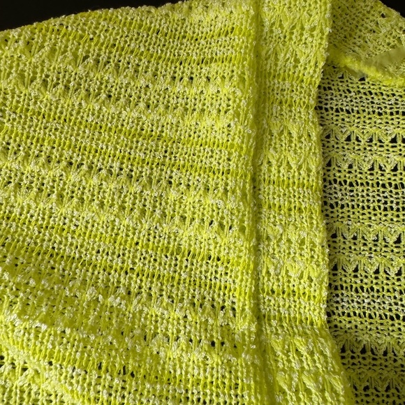 Anthropologie Astrid Open Knit Kimono Cardigan Neon Yellow Green One Size - Picture 6 of 7
